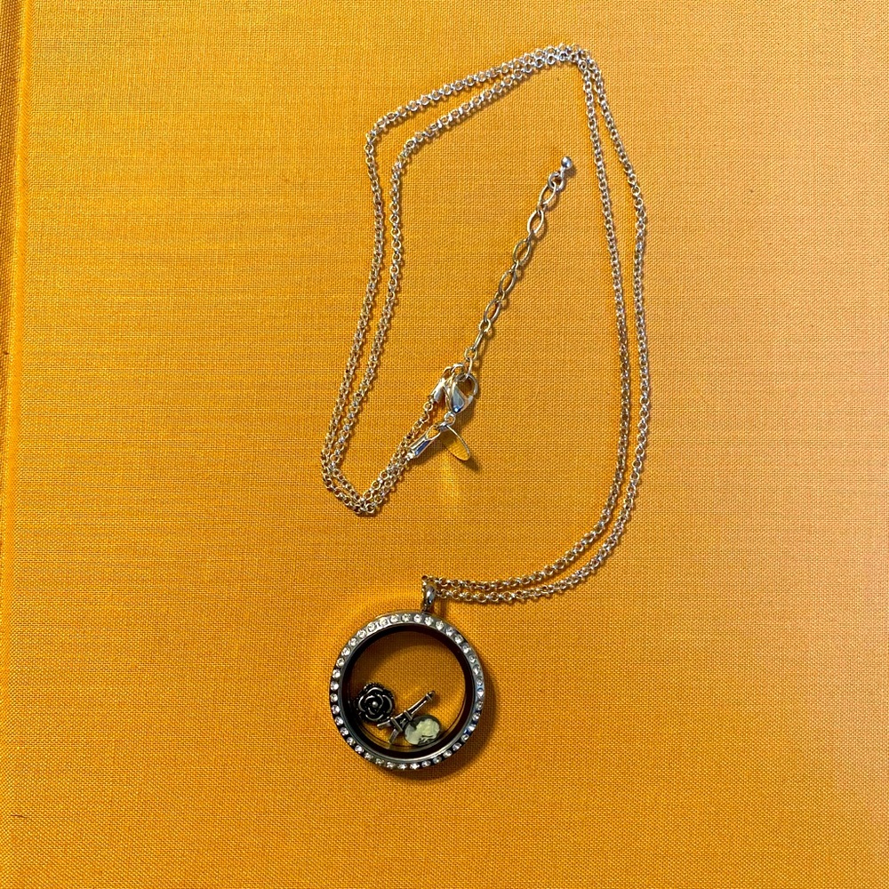 Origami owl necklace and charms